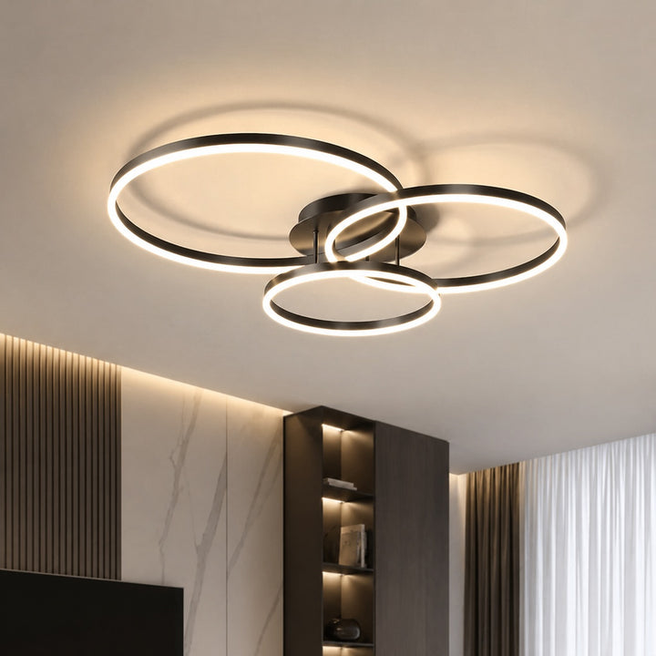 Modern LED Ceiling Light Flush Mount Aluminum Multi-Ring Design for Bedroom Living Room