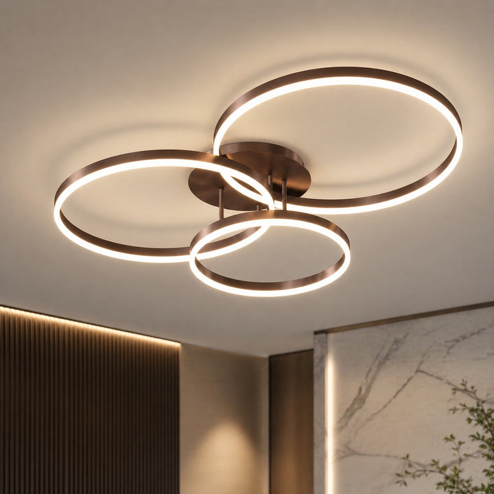 Modern LED Ceiling Light Flush Mount Aluminum Multi-Ring Design for Bedroom Living Room
