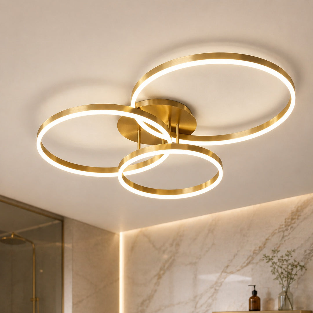 Modern LED Ceiling Light Flush Mount Aluminum Multi-Ring Design for Bedroom Living Room