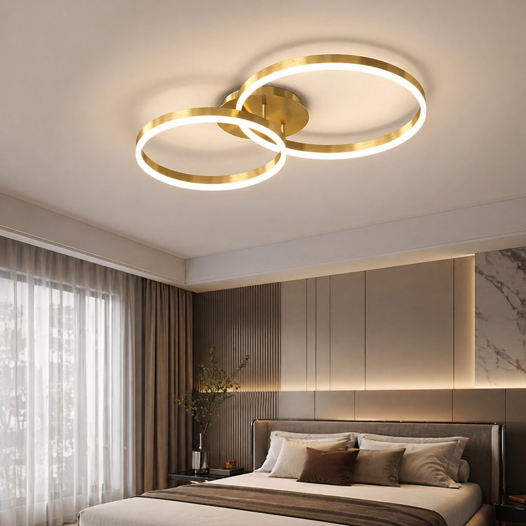 Modern LED Ceiling Light Flush Mount Aluminum Multi-Ring Design for Bedroom Living Room