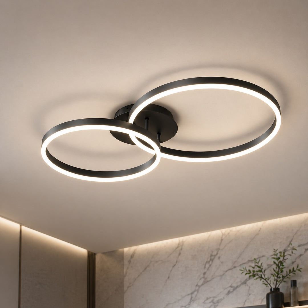 Modern LED Ceiling Light Flush Mount Aluminum Multi-Ring Design for Bedroom Living Room