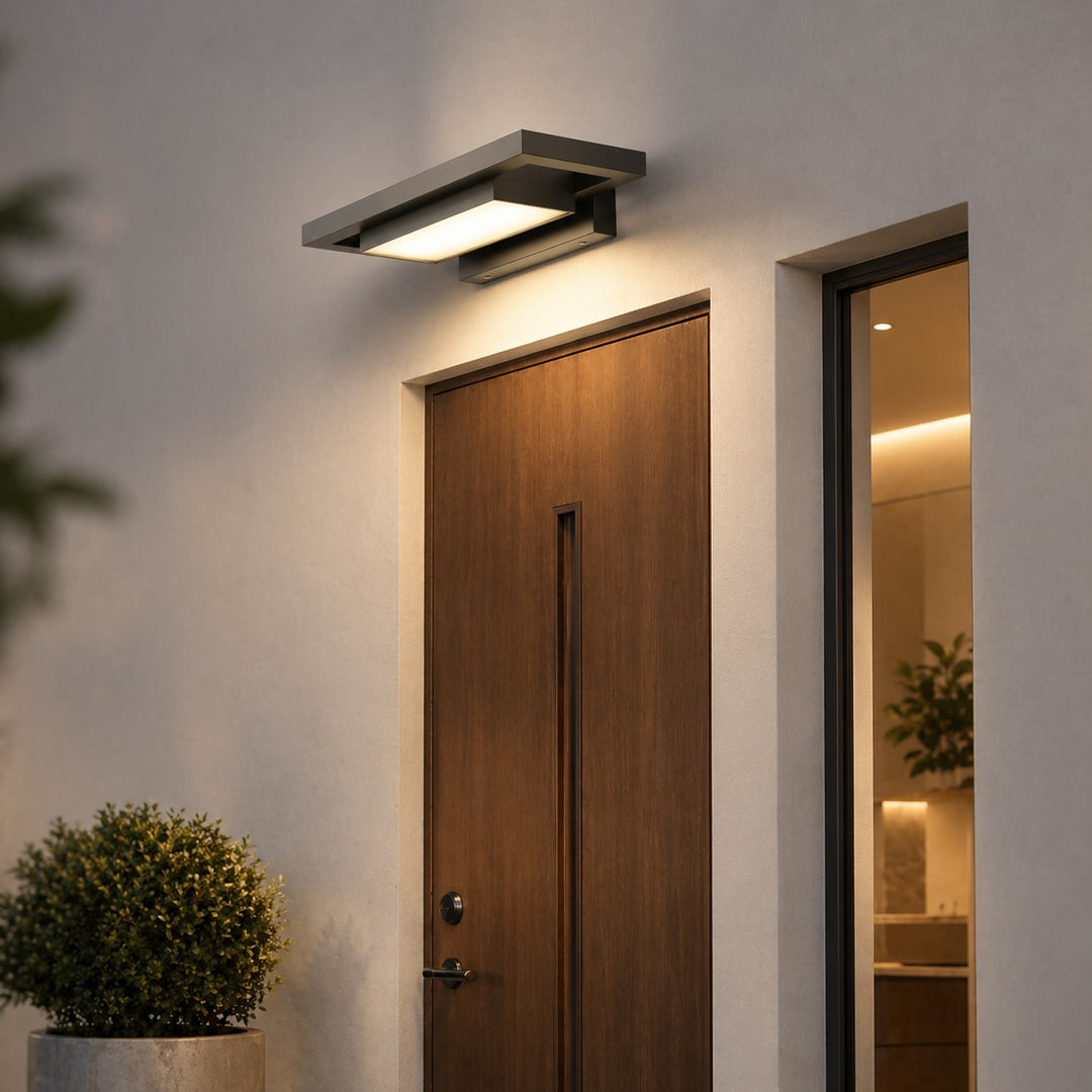 Modern Black Outdoor Wall Light Waterproof Aluminum LED Fixture for Entryway Garden 110-240V
