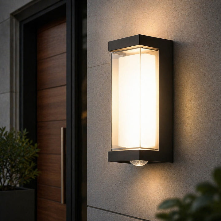 Modern Outdoor Wall Light Waterproof IP65 LED Wall Mounted Black ABS Adjustable Color Temperature