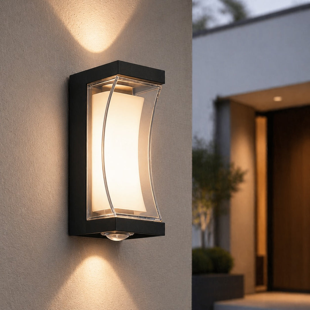 Modern Outdoor Wall Light Waterproof IP65 LED Wall Mounted Black ABS Adjustable Color Temperature