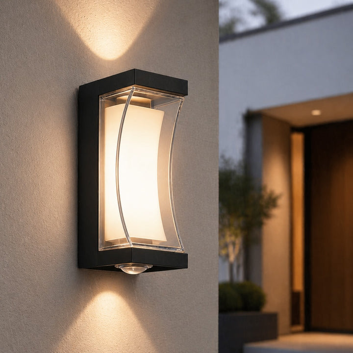 Modern Outdoor Wall Light Waterproof IP65 LED Wall Mounted Black ABS Adjustable Color Temperature