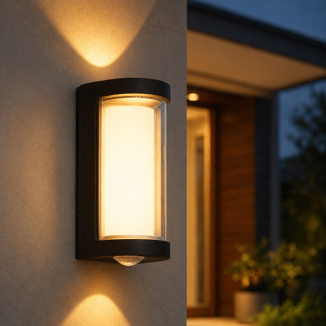 Modern Outdoor Wall Light Waterproof IP65 LED Wall Mounted Black ABS Adjustable Color Temperature