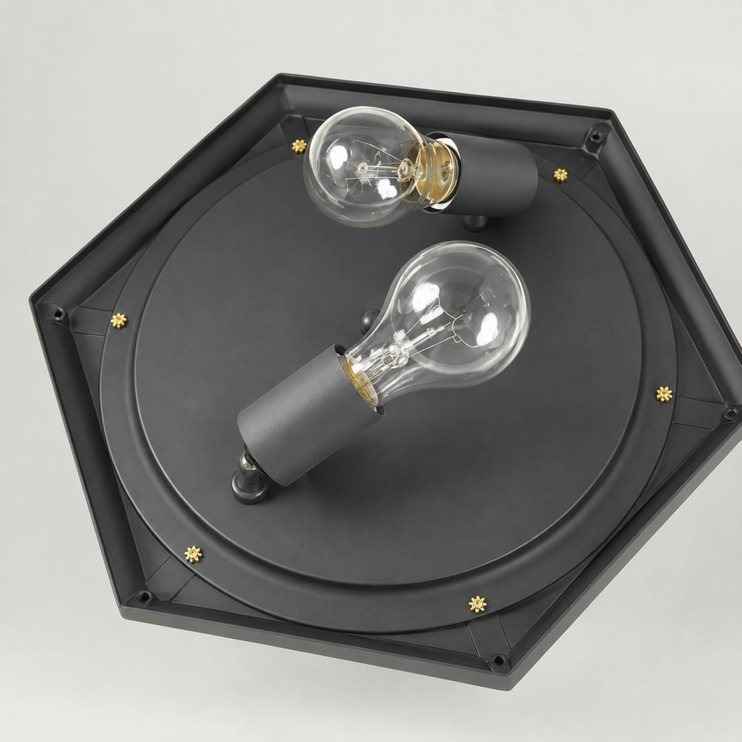 Modern Black Outdoor Ceiling Light Flush Mount Aluminum Glass LED IP54 E27 Socket