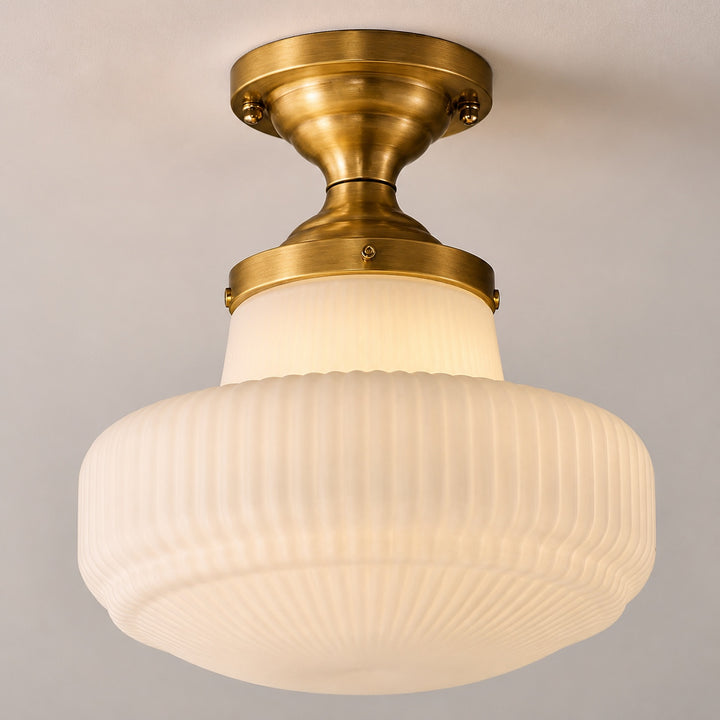 Vintage French Style Flush Mount Ceiling Light with Glass Shades and LED Illumination