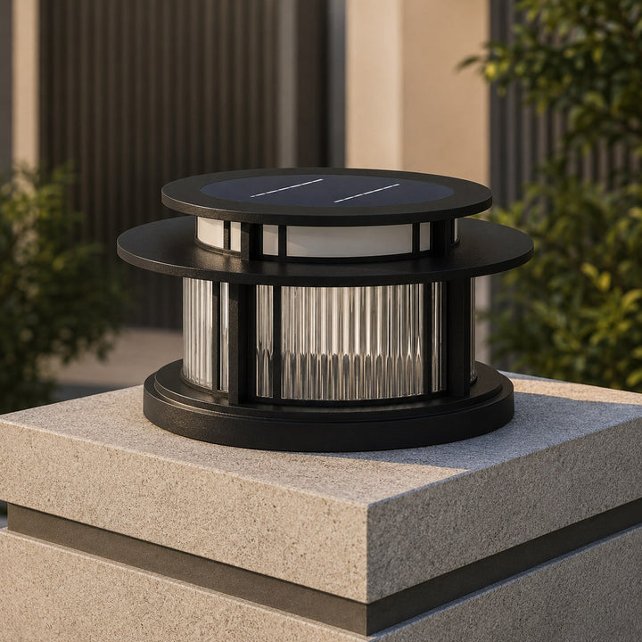 Solar Garden Light Modern Pillar Design Stainless Steel Waterproof LED Adjustable Color Temperature