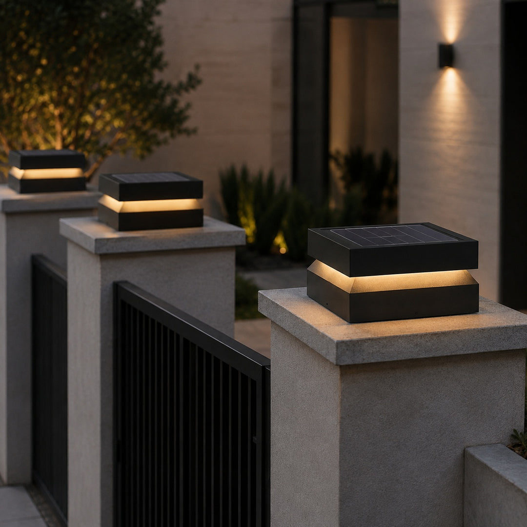 Modern Outdoor Solar Lights Wall Mounted Stainless Steel Waterproof LED 3000K Warm Light