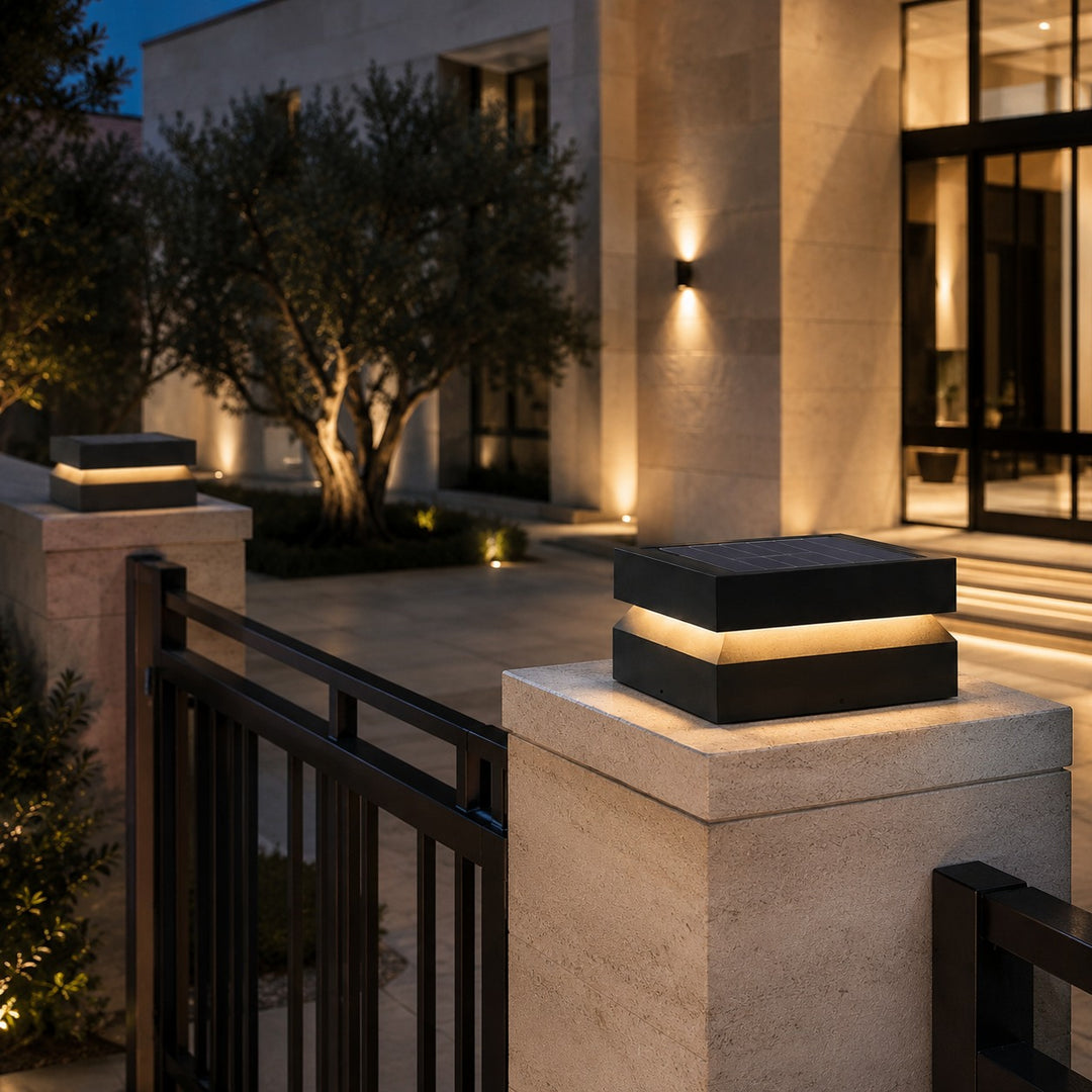 Modern Outdoor Solar Lights Wall Mounted Stainless Steel Waterproof LED 3000K Warm Light