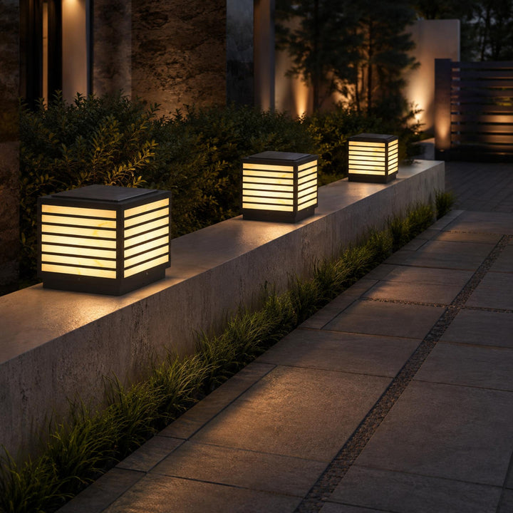 Modern Solar Garden Lights Waterproof Ground Mounted Stainless Steel Marble Shade LED 3000K