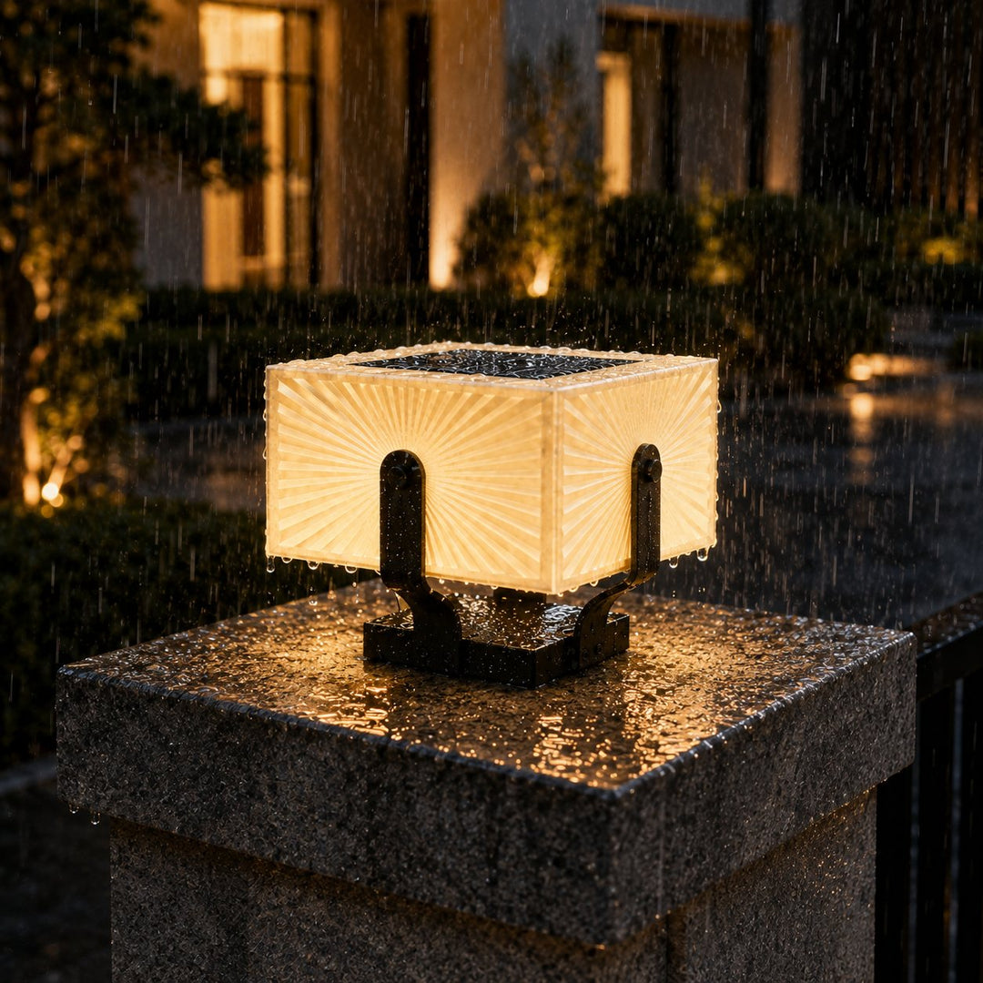 Modern Outdoor Pillar Light Solar Waterproof LED Fixture Stainless Steel for Garden Illumination