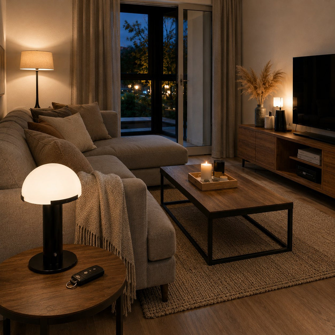 Modern Table Lamp with Alabaster Shade and Bronze Base LED Compatible for Bedroom or Desk Use
