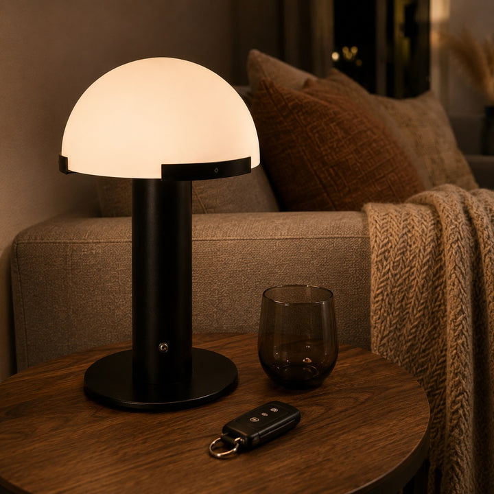 Modern Table Lamp with Alabaster Shade and Bronze Base LED Compatible for Bedroom or Desk Use