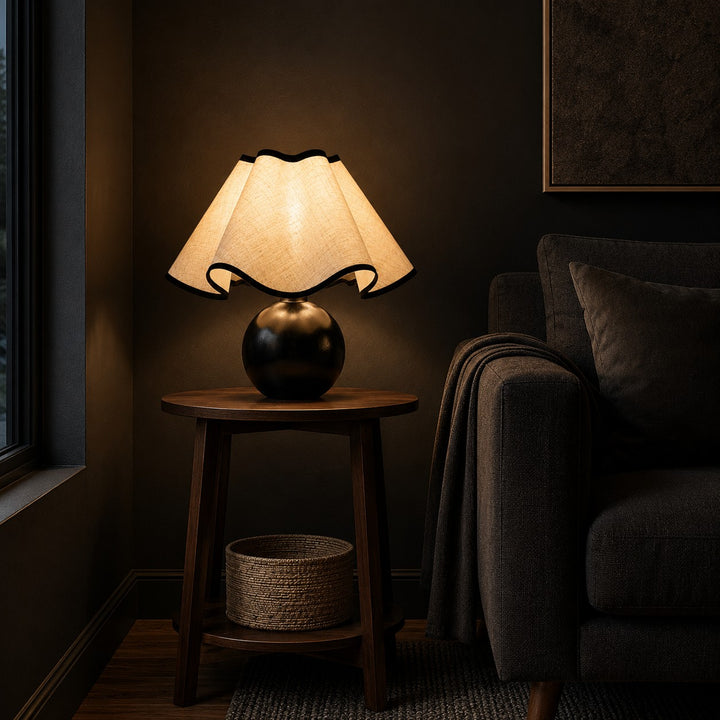Modern Table Lamp with Adjustable Shade Metal Base for Bedroom or Desk Lighting