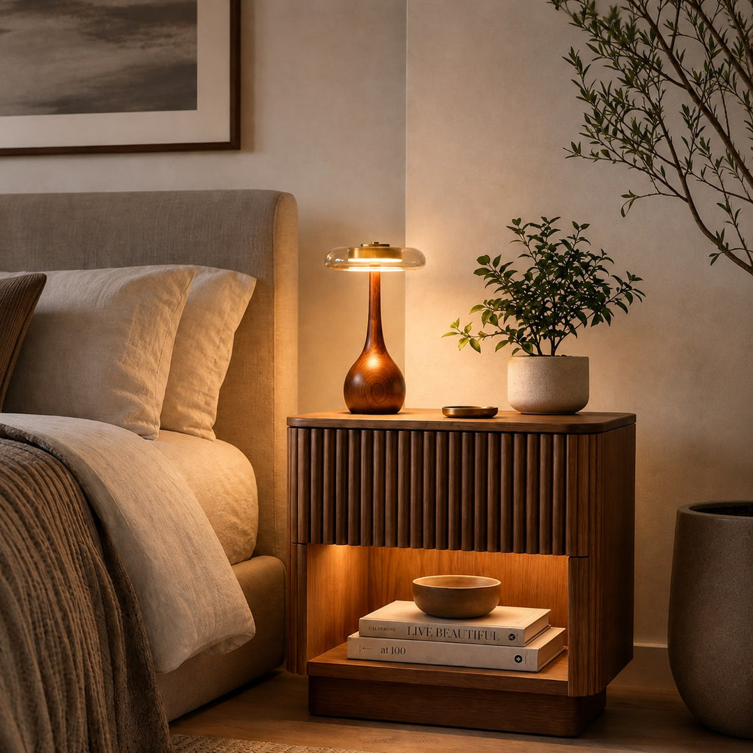 Modern Table Lamp Adjustable Height Metal Shade USB Powered Desk Light for Living Room or Nightstand
