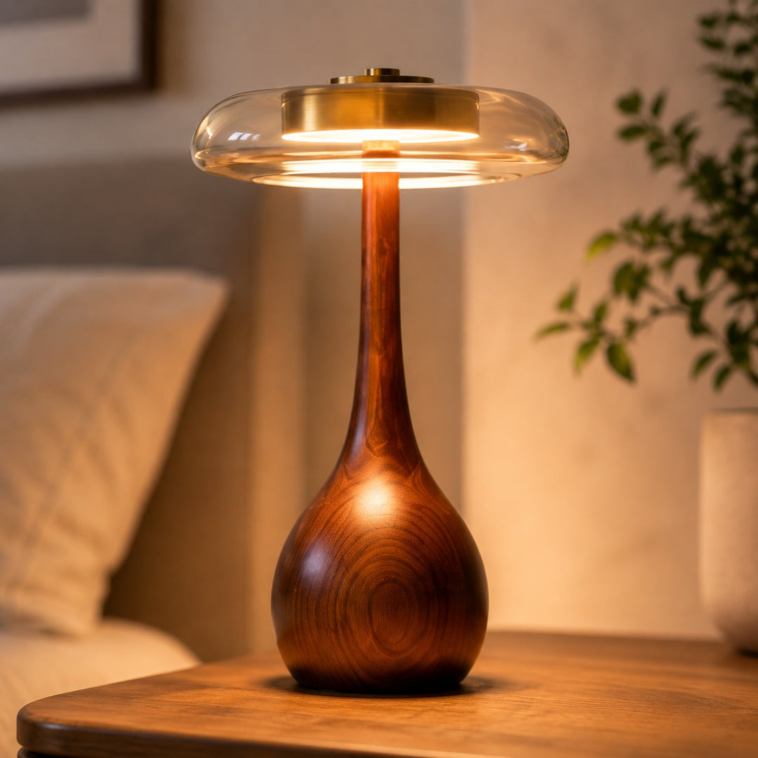 Modern Table Lamp Adjustable Height Metal Shade USB Powered Desk Light for Living Room or Nightstand