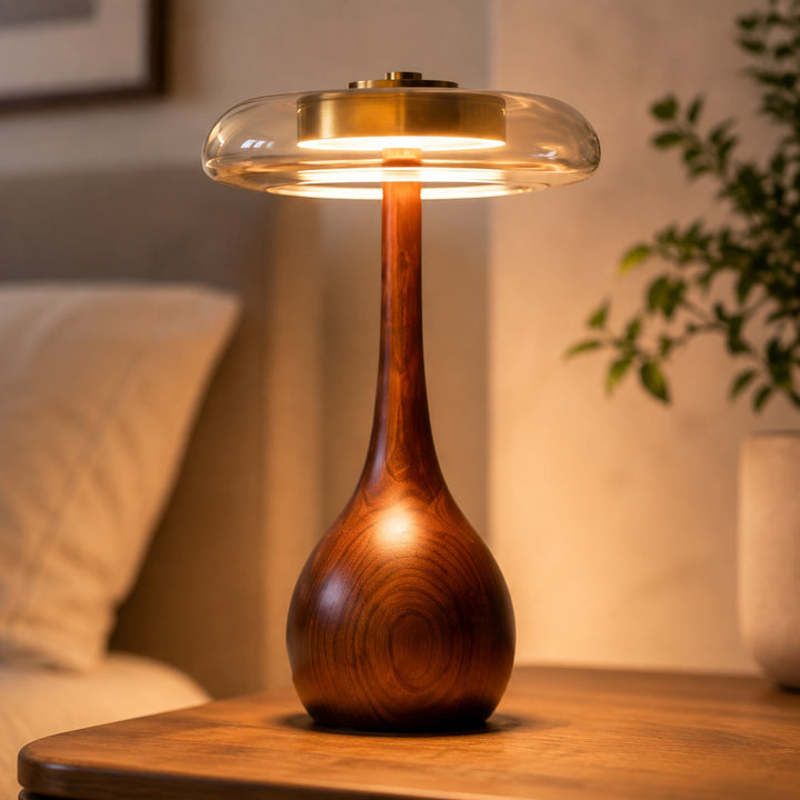 Modern Table Lamp Adjustable Height Metal Shade USB Powered Desk Light for Living Room or Nightstand