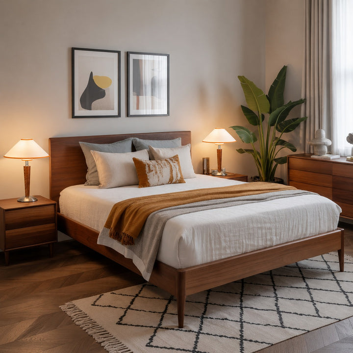 Modern Table Lamp with Adjustable Shade and Wooden Base LED for Home and Office Use