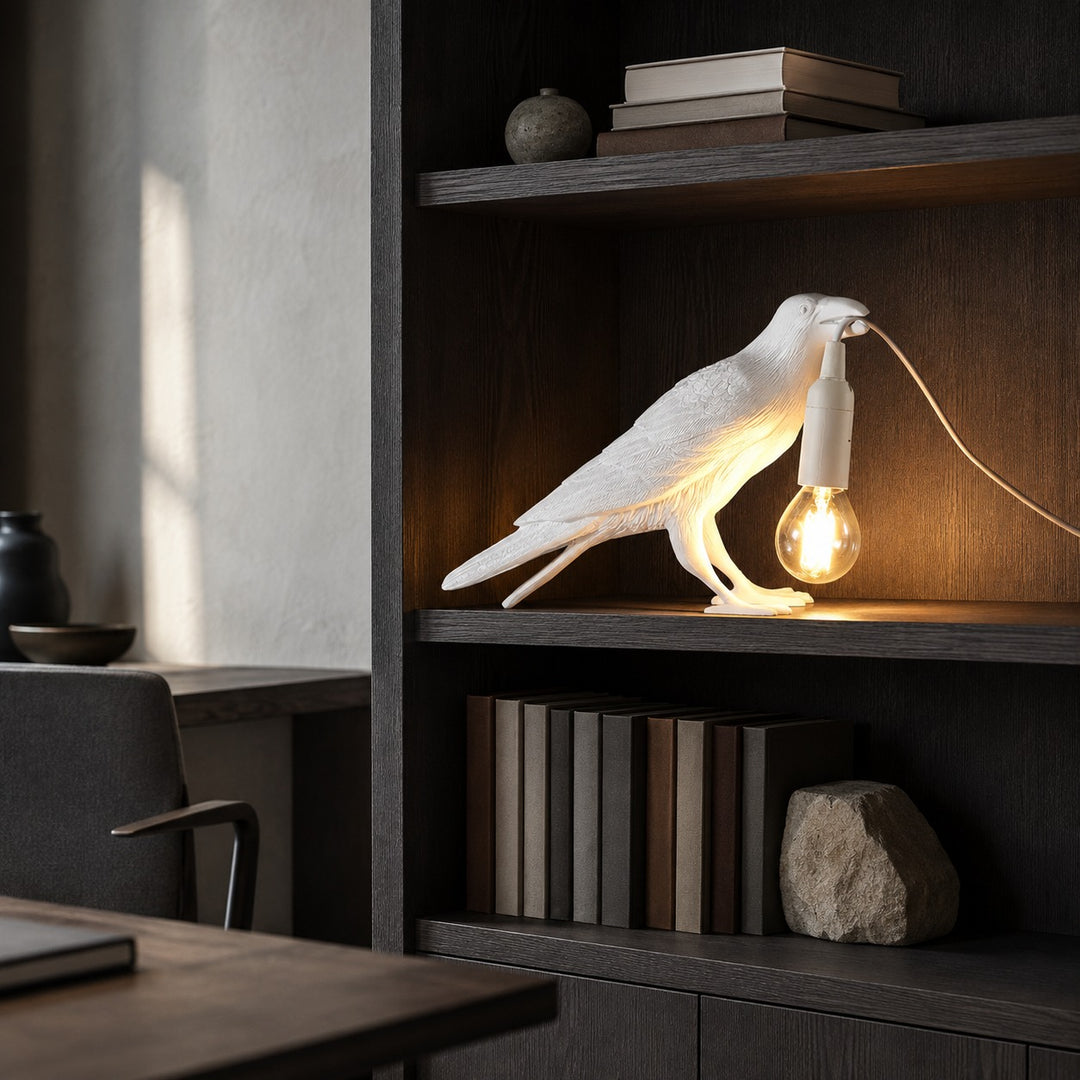 Modern Table Lamp with Adjustable Brightness Resin Shade for Bedroom and Desk Use