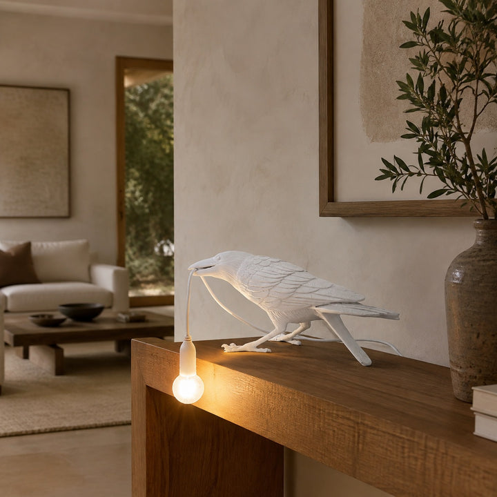 Modern Table Lamp with Adjustable Brightness Resin Shade for Bedroom and Desk Use
