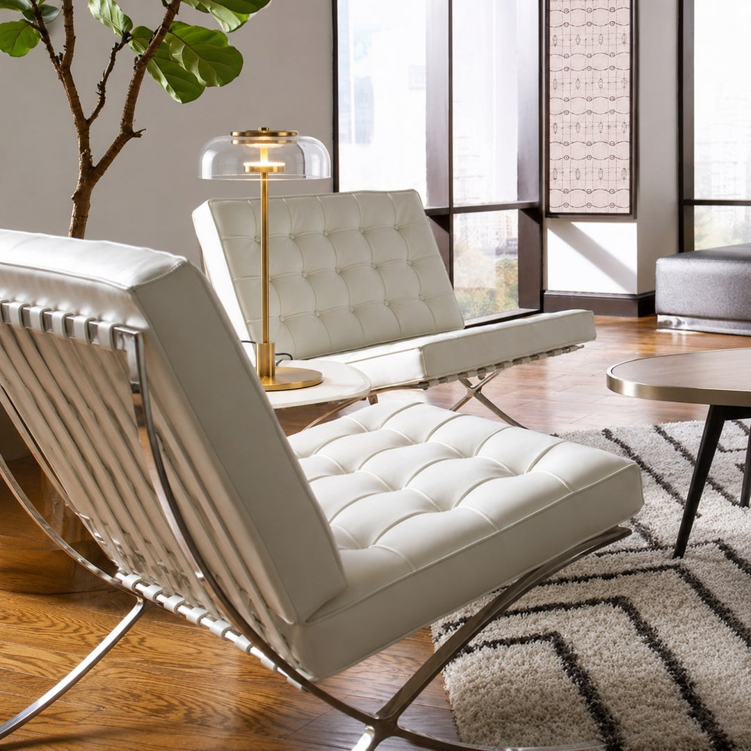 Modern Table Lamp with Adjustable Shade and Warm Brass Base for LED Lighting