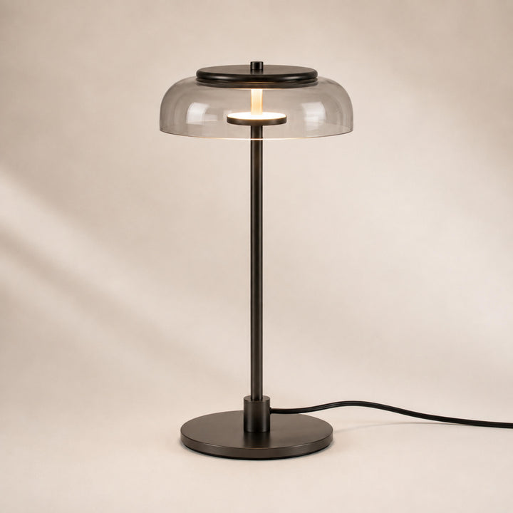Modern Table Lamp with Adjustable Shade and Warm Brass Base for LED Lighting