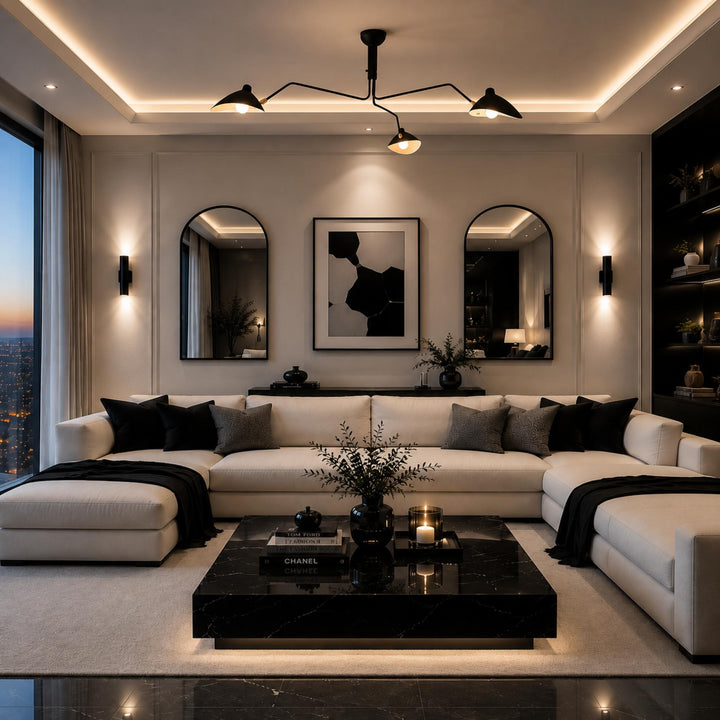 Modern Flush Mount Ceiling Light Adjustable Aluminum and Brass Fixture with LED Technology