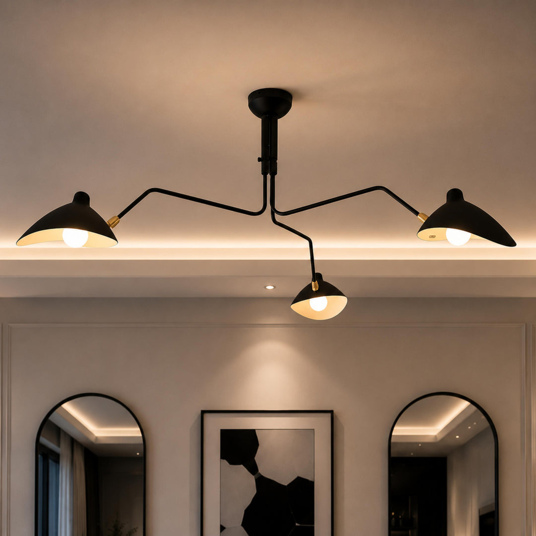 Modern Flush Mount Ceiling Light Adjustable Aluminum and Brass Fixture with LED Technology