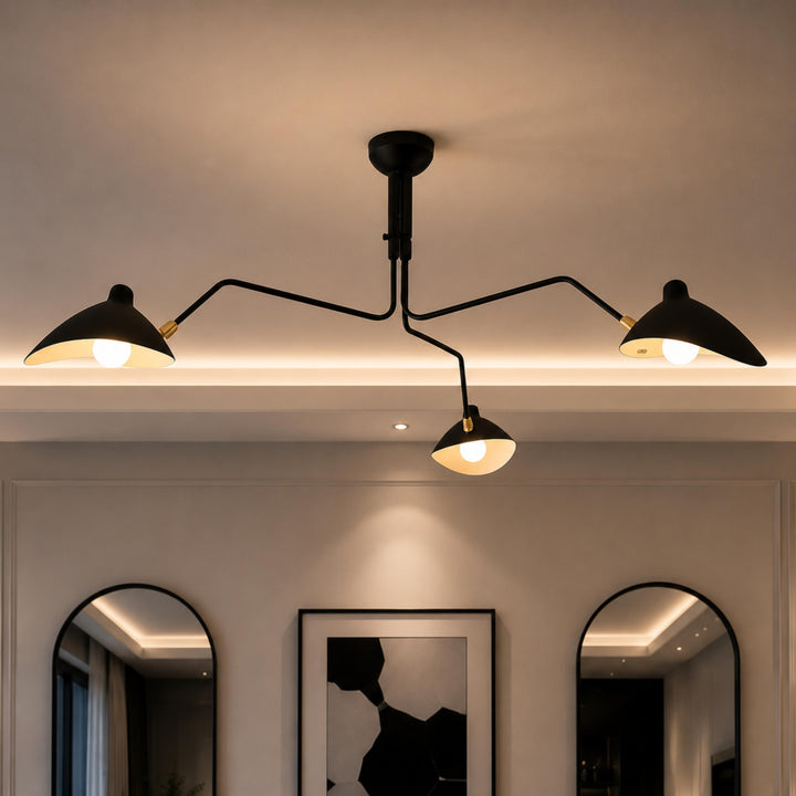 Modern Flush Mount Ceiling Light Adjustable Aluminum and Brass Fixture with LED Technology