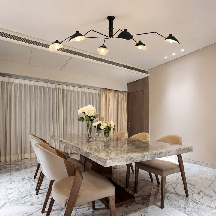 Modern Flush Mount Ceiling Light Adjustable Aluminum and Brass Fixture with LED Technology