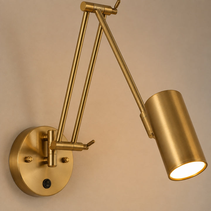 Industrial Wall Light Adjustable Sconce with Metal Fixture in Matte Black and Brushed Gold Finish