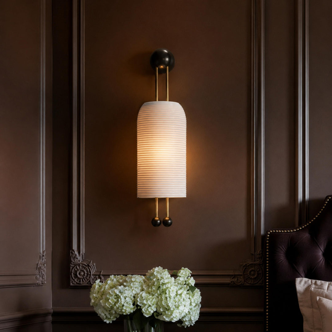 Modern Wall Sconce Lighting Adjustable Metal and Glass Fixture with White Shade for Indoor Use