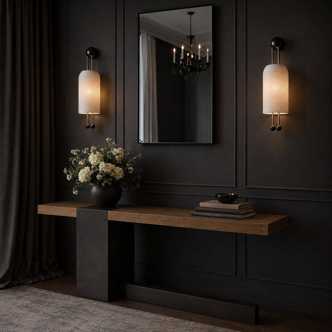 Modern Wall Sconce Lighting Adjustable Metal and Glass Fixture with White Shade for Indoor Use