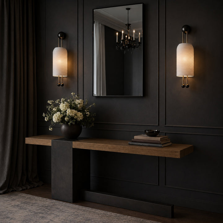 Modern Wall Sconce Lighting Adjustable Metal and Glass Fixture with White Shade for Indoor Use