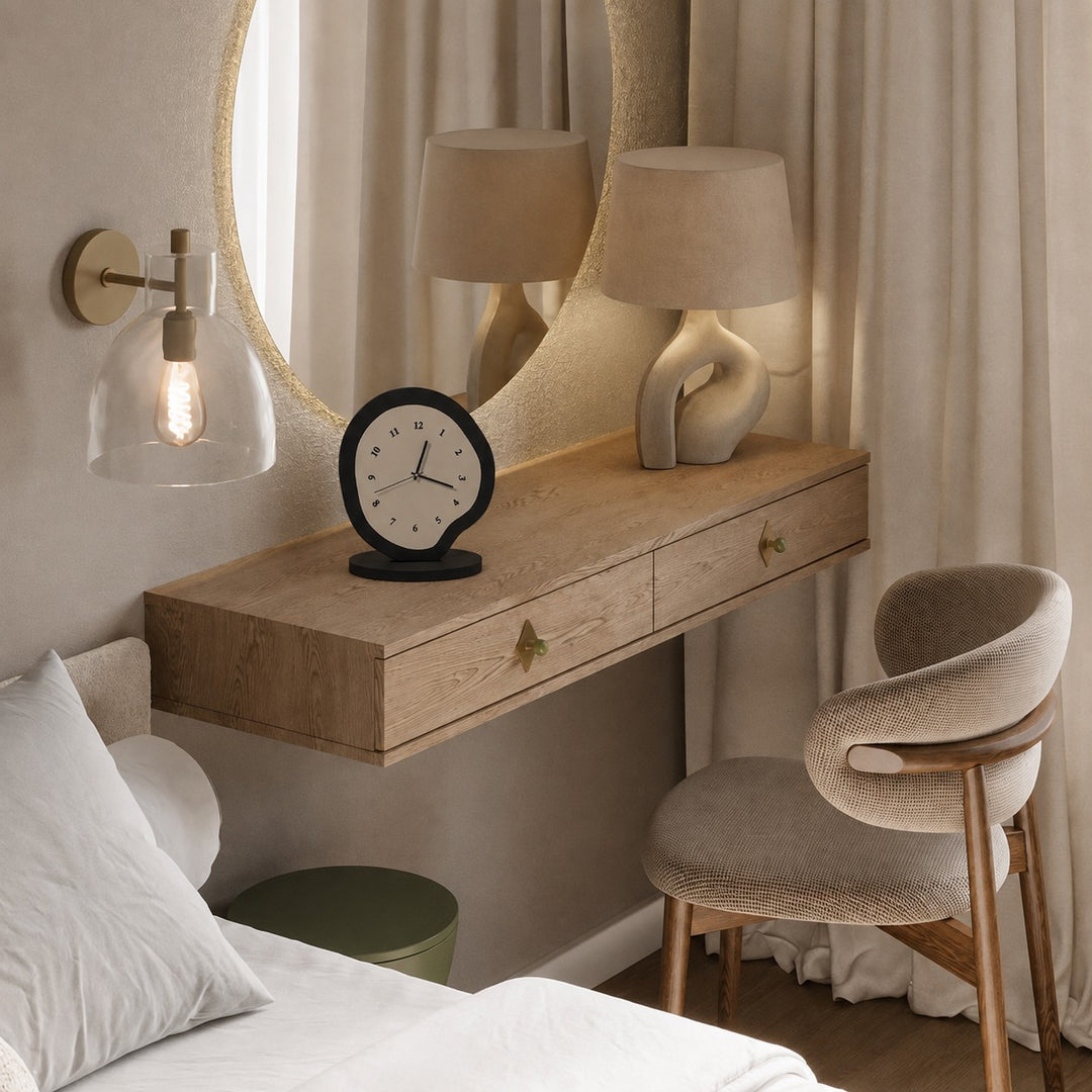Modern Abstract Table Clock Silent Quartz Movement MDF Acrylic Design for Desk or Table