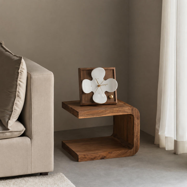 Nordic Style Table Clock with Black Walnut Wood Frame Silent Quartz Movement for Desk or Table