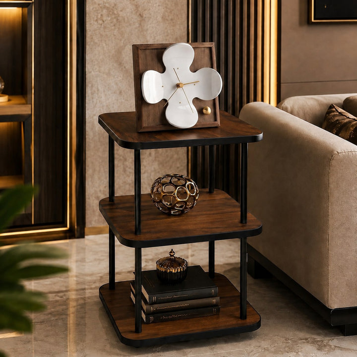 Nordic Style Table Clock with Black Walnut Wood Frame Silent Quartz Movement for Desk or Table