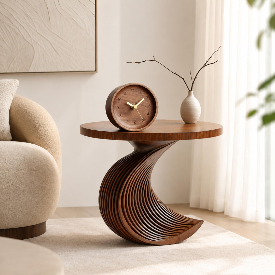 Minimalist Wood Desk Clock with Silent Movement Japanese Black Walnut for Home or Office Decor