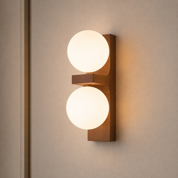 Modern Wall Light Wall Mounted Walnut Wood Glass Shade Hardwired G9 Base Dimmable 110-240V