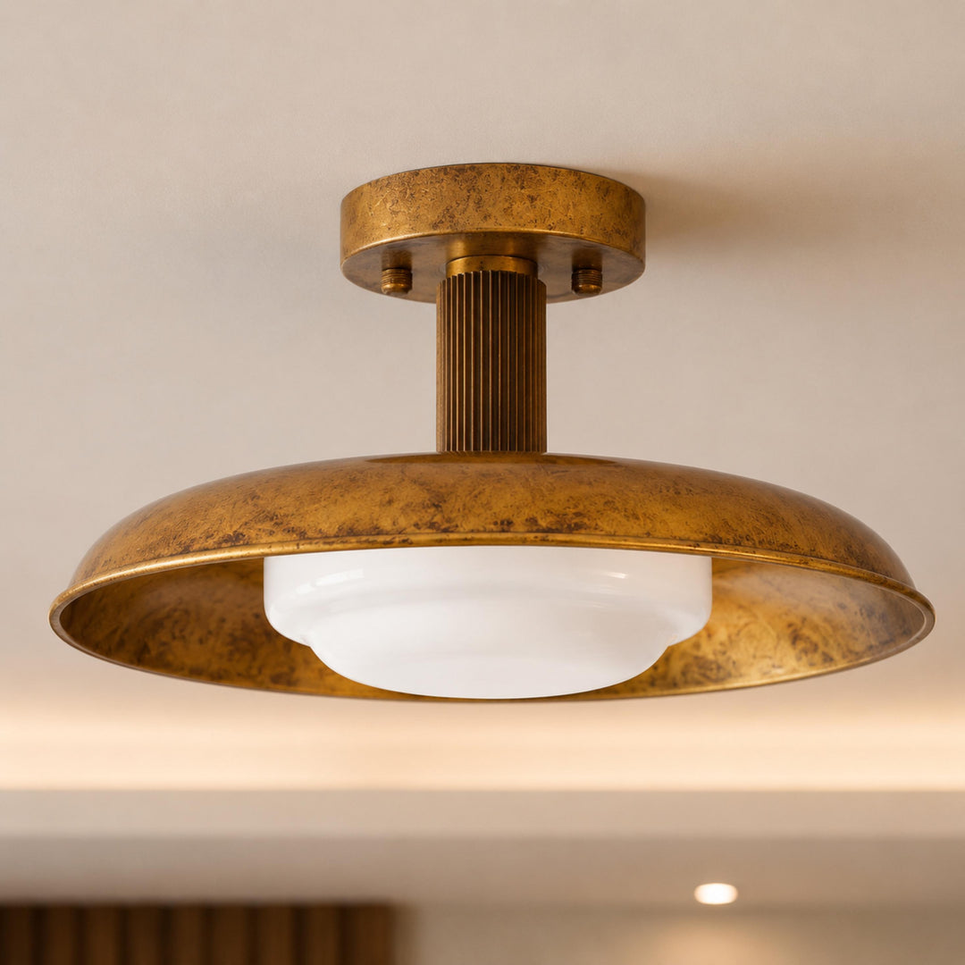 Modern Flush Mount Ceiling Light Fixture Metal Adjustable LED 12 Inch Diameter