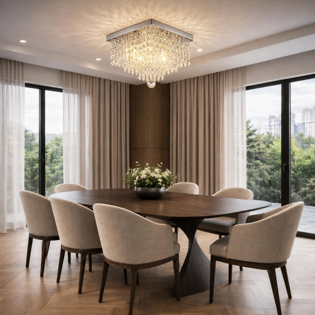 Modern Crystal Flush Mount Ceiling Light Fixture Metal Body E12 Compatible for Hallway Dining Room
