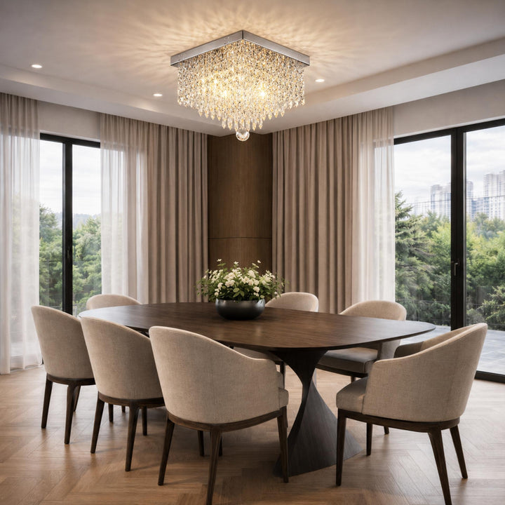 Modern Crystal Flush Mount Ceiling Light Fixture Metal Body E12 Compatible for Hallway Dining Room