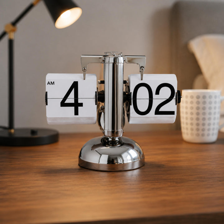 Modern Flip Clock with Stainless Steel and ABS Construction for Home Office Decor