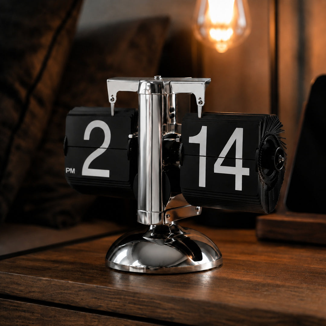 Modern Flip Clock with Stainless Steel and ABS Construction for Home Office Decor