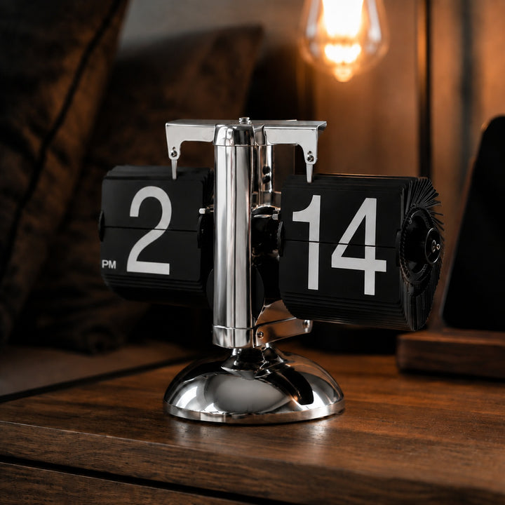 Modern Flip Clock with Stainless Steel and ABS Construction for Home Office Decor