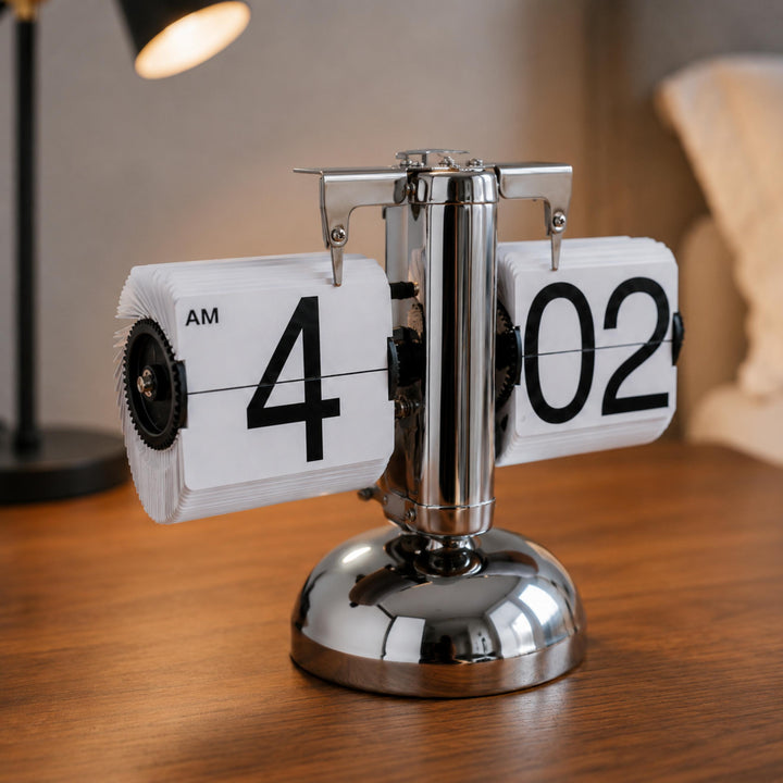 Modern Flip Clock with Stainless Steel and ABS Construction for Home Office Decor