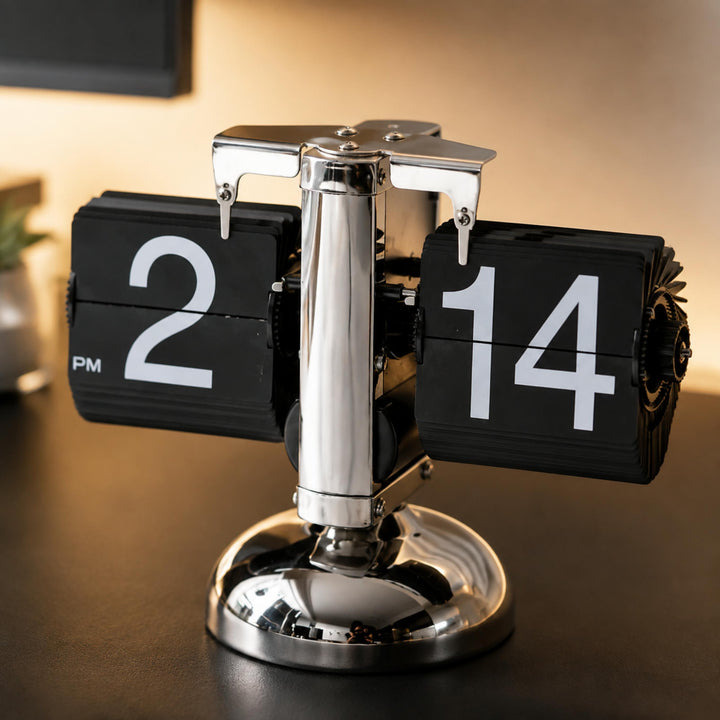 Modern Flip Clock with Stainless Steel and ABS Construction for Home Office Decor
