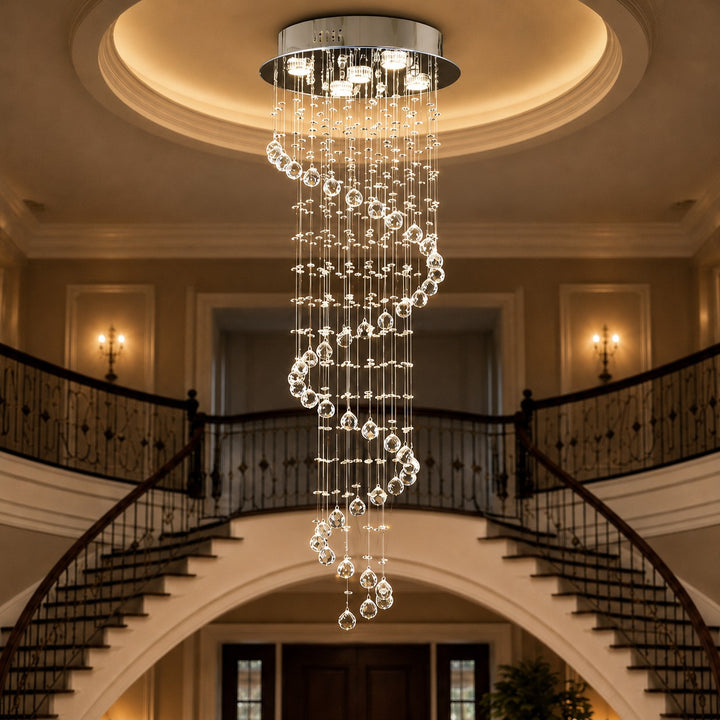Modern Crystal Chandelier Hanging Light Fixture K9 Glass Adjustable 5 to 9 Lights